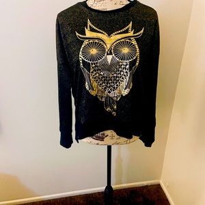 Women’s gold and black owl sweater xl